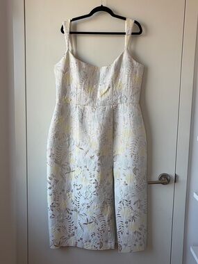 Custom Markarian Numa Ivory Metallic Brocade Corset Dress, Size 16-18